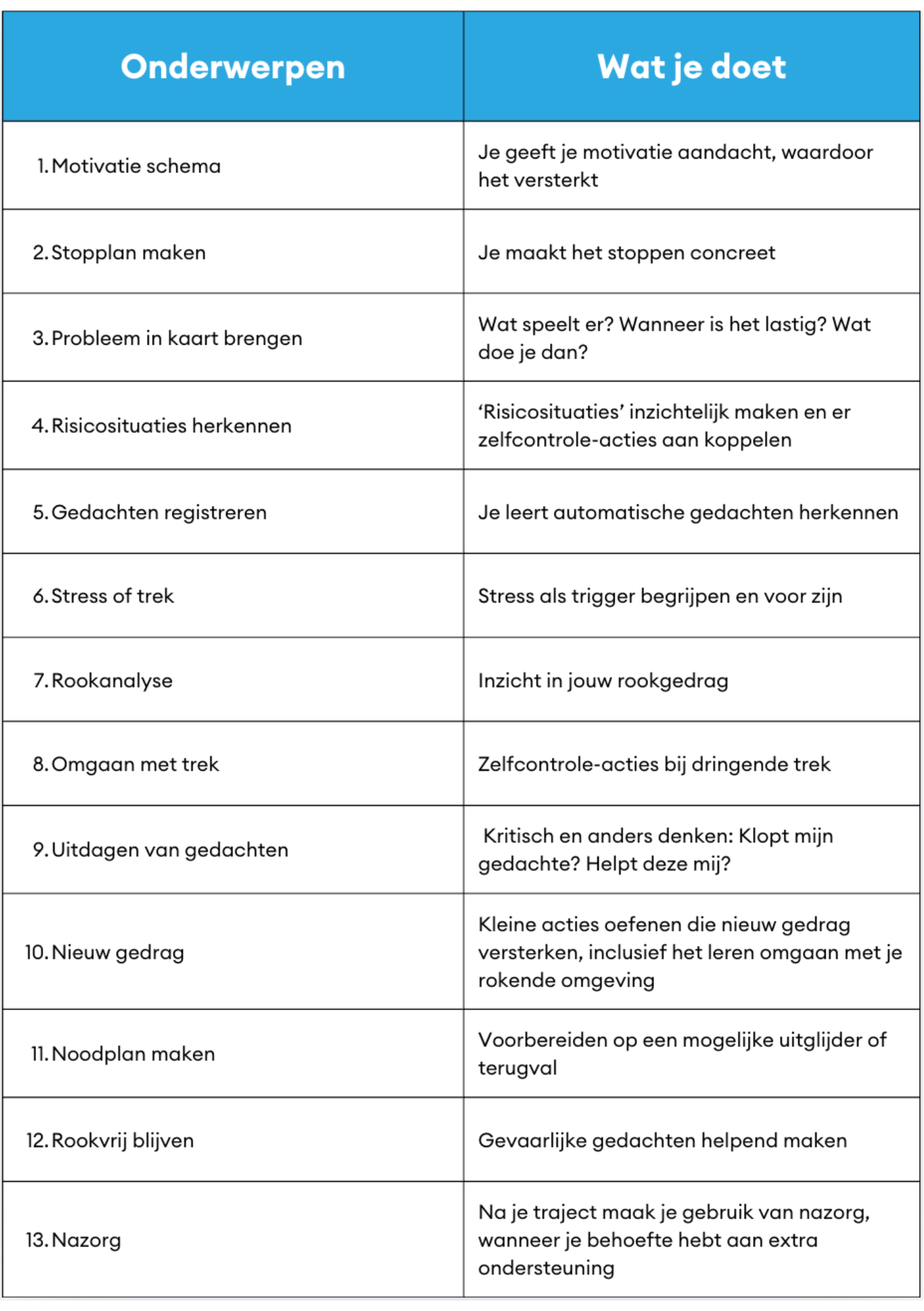 Wat behandelen we tijdens de sessie?